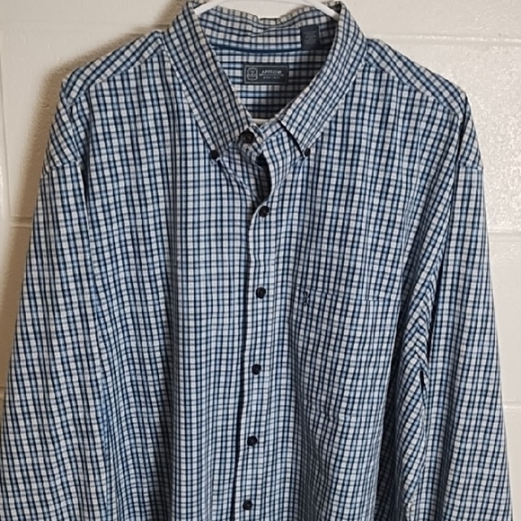 Classic Blue Plaid Button Down Shirt 2XLT Long Sleeves - Picture 15 of 16